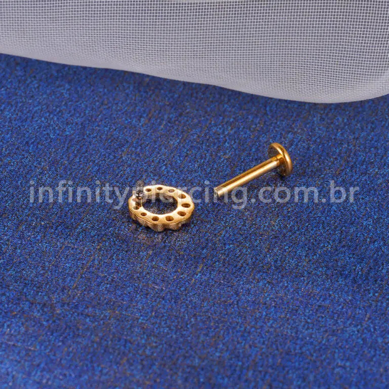 Piercing Labret Titânio Redonda 1 Zircônia