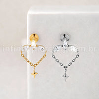Piercing Labret Titânio Zircônia Cravejada Com Detalhes Corrente
