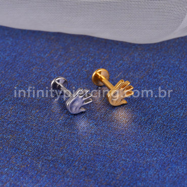 Piercing Labret Titânio Mão