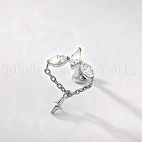 Piercing Labret Titânio Zircônia Cravejada Com Detalhes Corrente