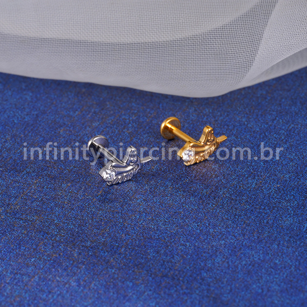 Piercing Labret Titânio Cavalo Zircônia Cravejada