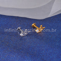 Piercing Labret Titânio Cavalo Zircônia Cravejada