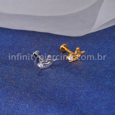 Piercing Labret Titânio Cavalo Zircônia Cravejada