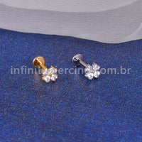 Piercing Labret Titânio Flor Zircônia Cravejada