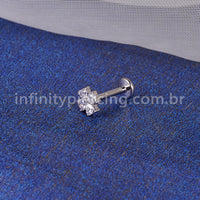 Piercing Labret Titânio Flor Zircônia Cravejada