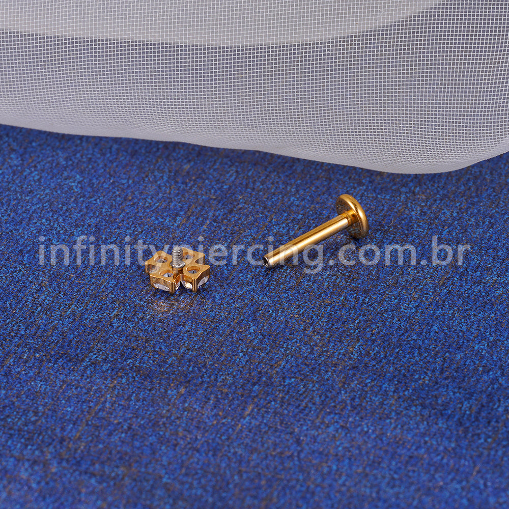 Piercing Labret Titânio Flor Zircônia Cravejada