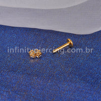 Piercing Labret Titânio Flor Zircônia Cravejada