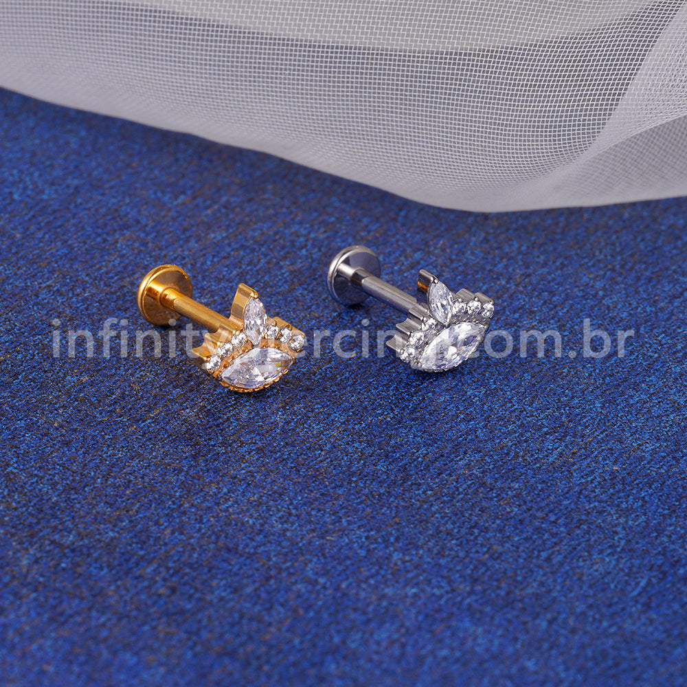 Piercing Labret Titânio Olho Zircônia Cravejada