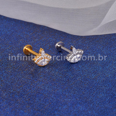 Piercing Labret Titânio Olho Zircônia Cravejada