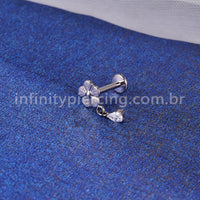 Piercing Labret Titânio Flor Pingente Zircônia Cravejada
