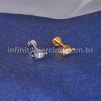 Piercing Labret Titânio Dinossauro Zircônia Cravejada