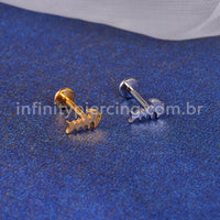 Piercing Labret Titânio Espinha Peixe Liso