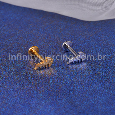 Piercing Labret Titânio Espinha Peixe Liso
