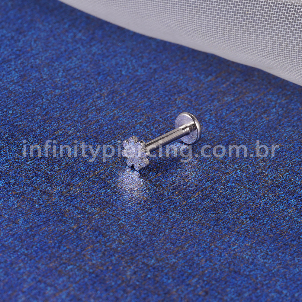 Piercing Labret Flor Aço Cirúrgico Rosca Interna