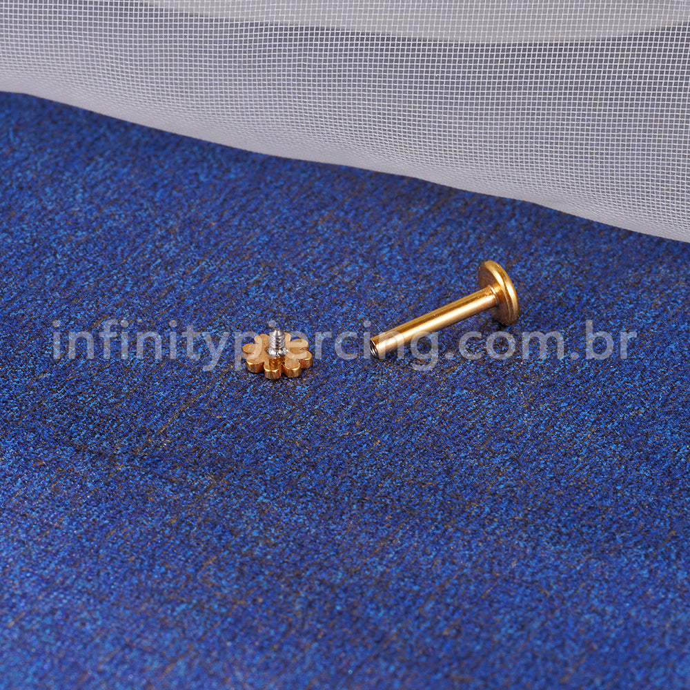 Piercing Labret Flor Aço Cirúrgico Rosca Interna
