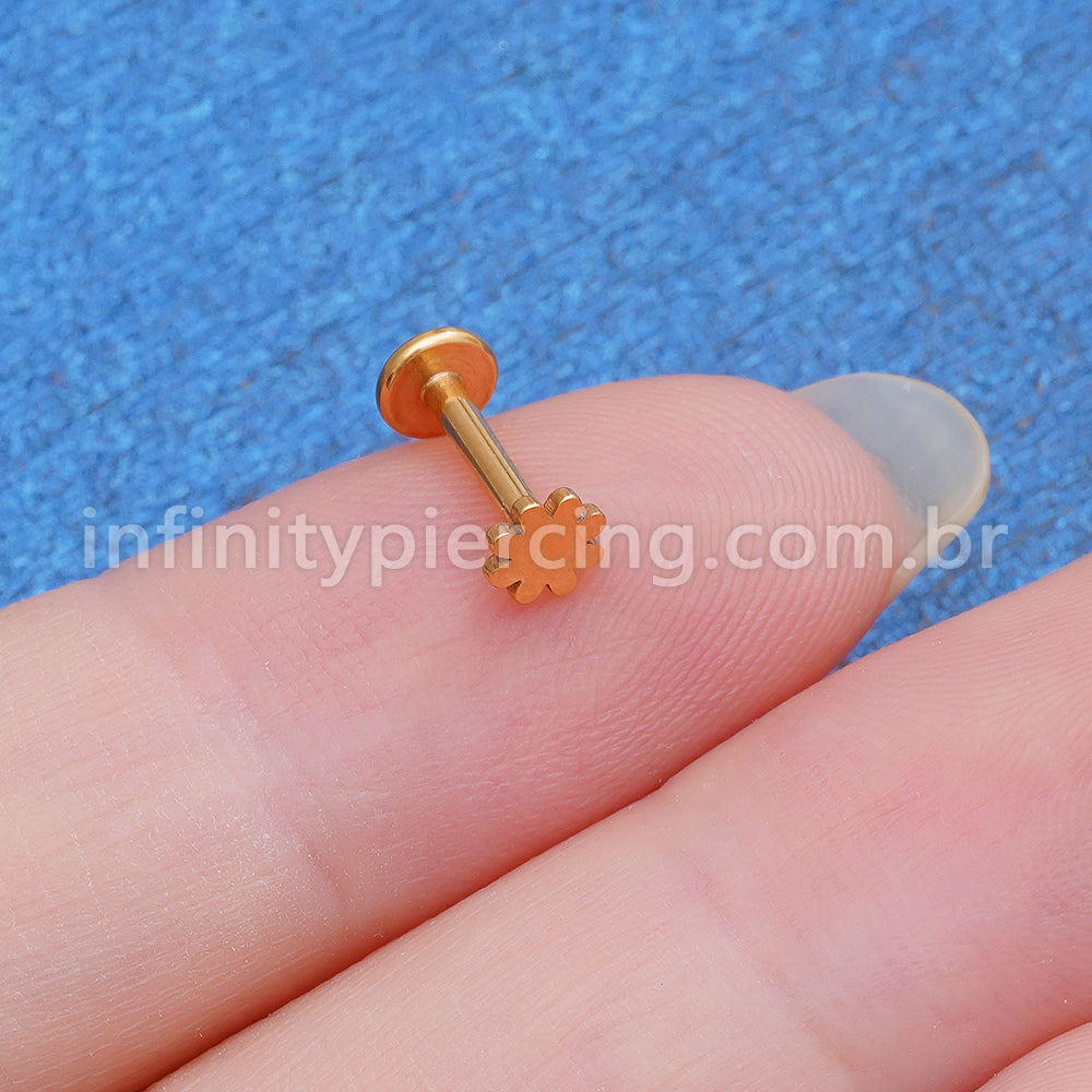 Piercing Labret Flor Aço Cirúrgico Rosca Interna