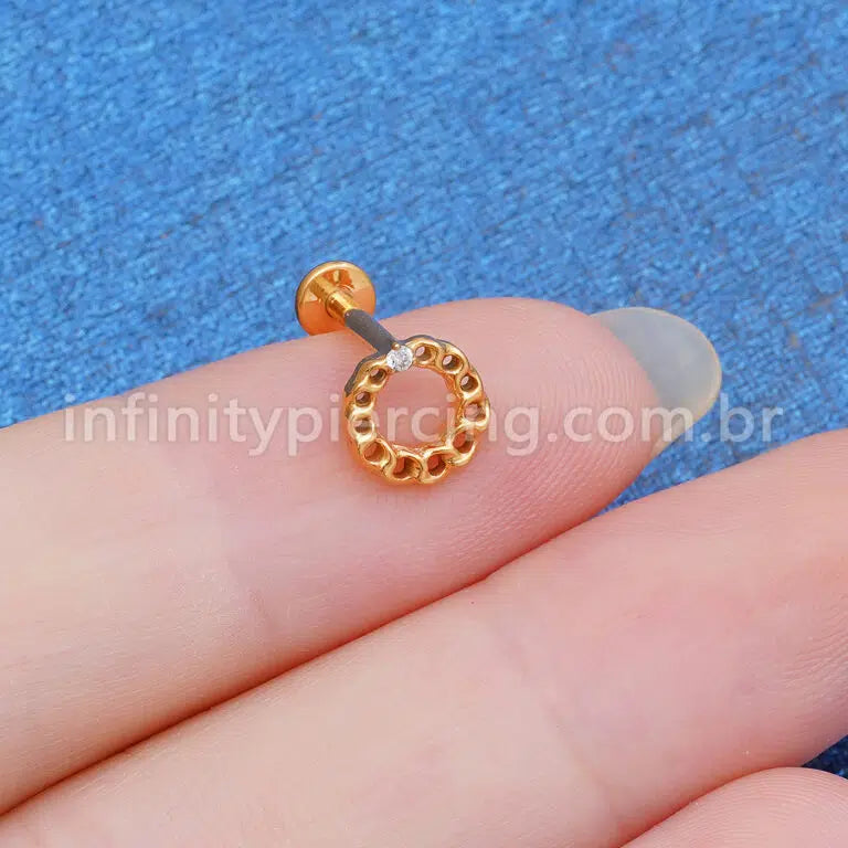 Piercing Labret Titânio Redonda 1 Zircônia