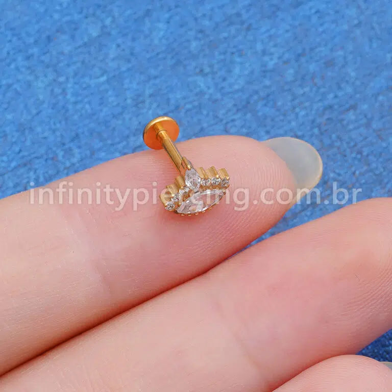 Piercing Labret Titânio Olho Zircônia Cravejada
