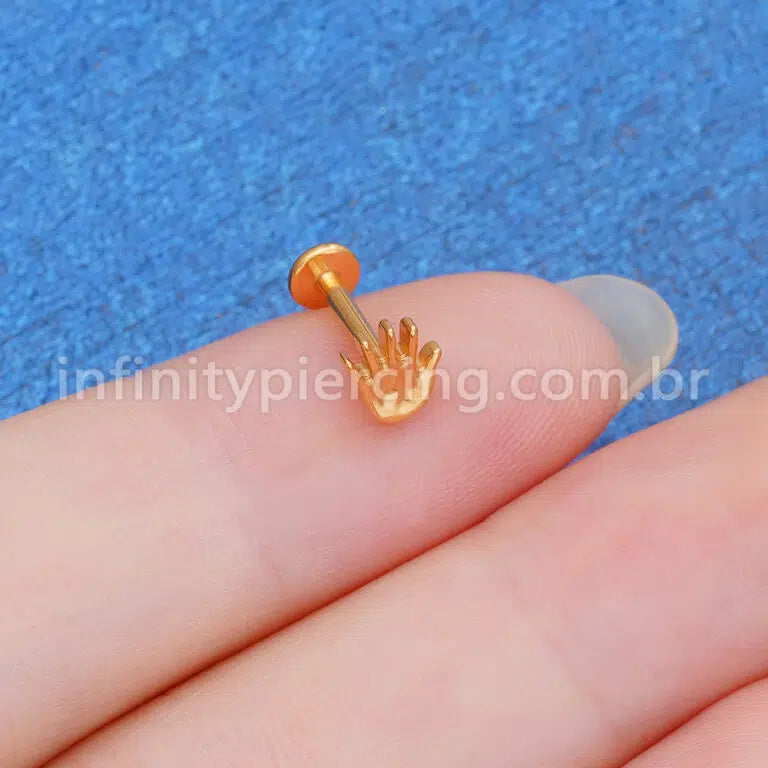Piercing Labret Titânio Mão