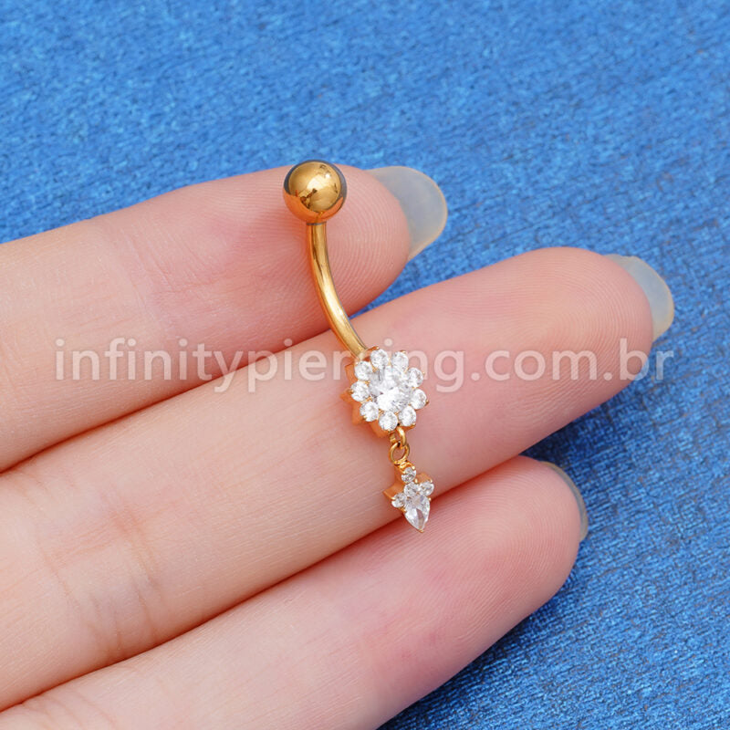 Piercing Banana Titânio Zircônia Com Pingente