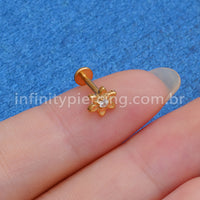 Piercing Labret Titânio Flor Zircônia