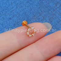 Piercing Labret Titânio Redonda 6 Zircônias