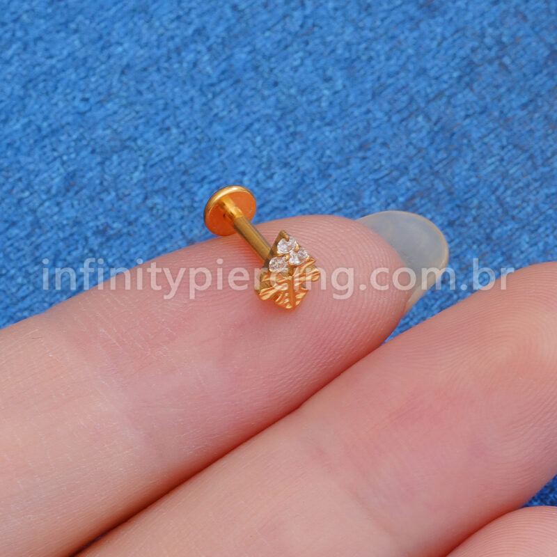 Piercing Labret Titânio 3 Zircônias