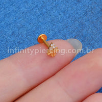 Piercing Labret Titânio 3 Zircônias