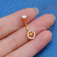 Piercing Banana Titânio Estrela  Zircônia