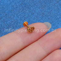 Piercing Labret Titânio Coração Listrado Diagonal