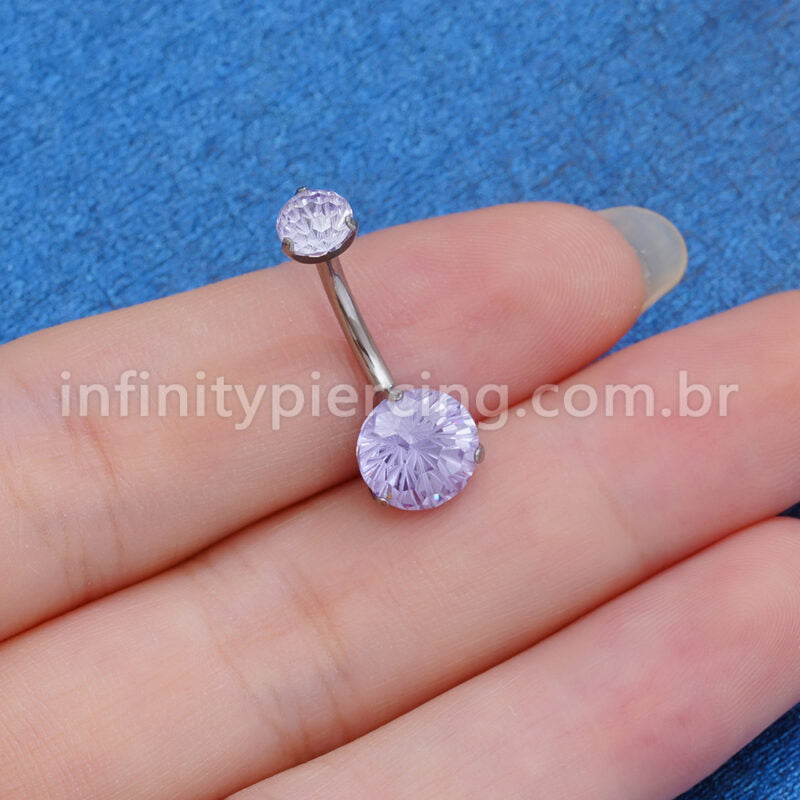 Piercing Banana Titânio 2 Pedras Zircônia