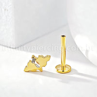 Piercing Labret Titânio Detalhado Zircônia Cravejada