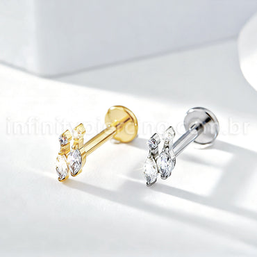 Piercing Labret Titânio Zircônia Cravejada