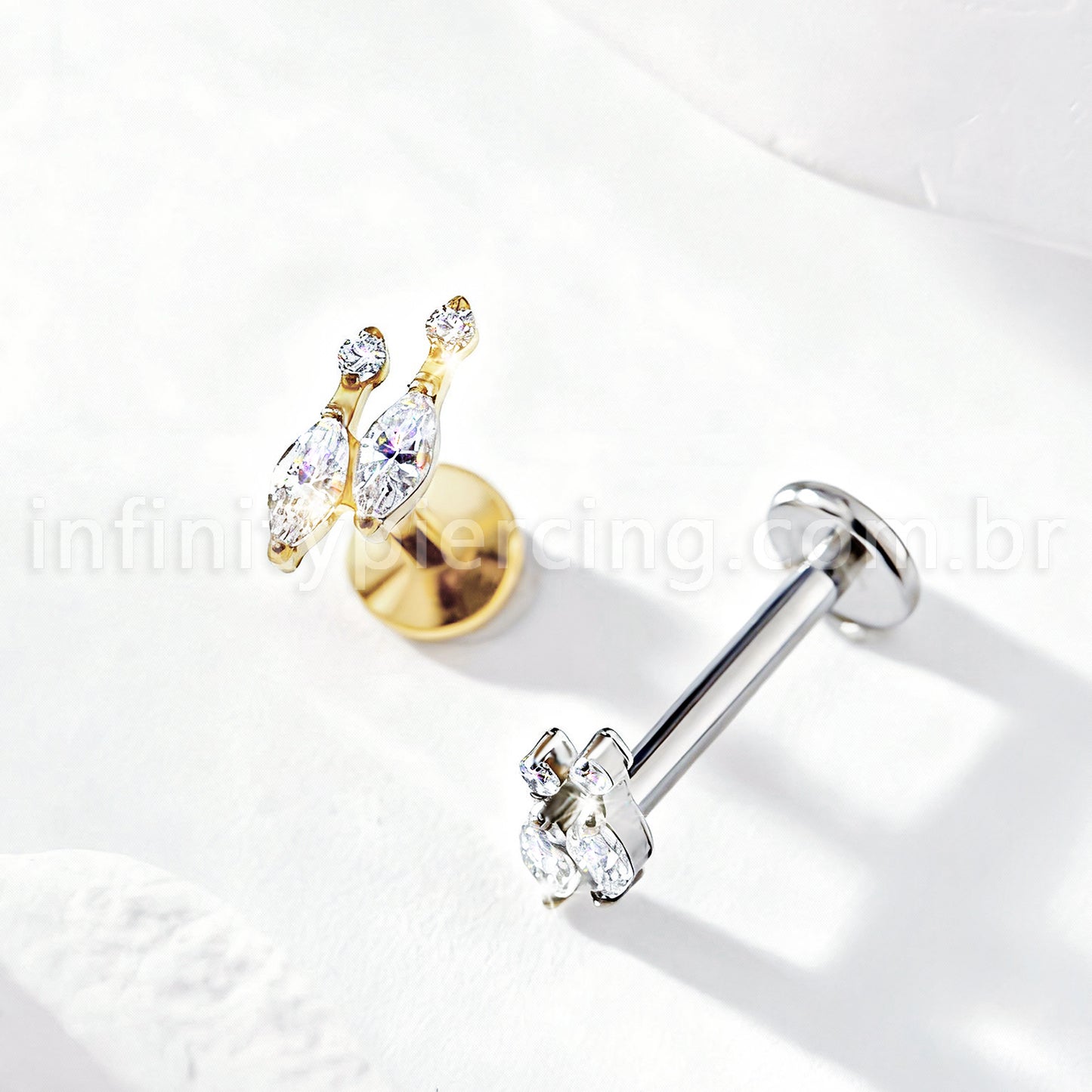 Piercing Labret Titânio Zircônia Cravejada