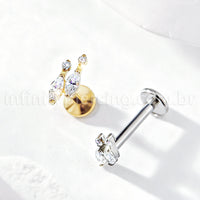 Piercing Labret Titânio Zircônia Cravejada