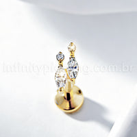 Piercing Labret Titânio Zircônia Cravejada