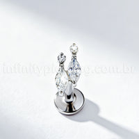 Piercing Labret Titânio Zircônia Cravejada