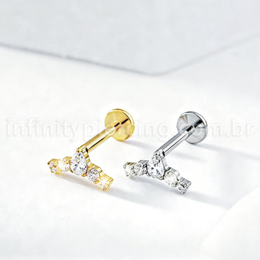 Piercing Labret Titânio Cluster Zircônia Cravejada
