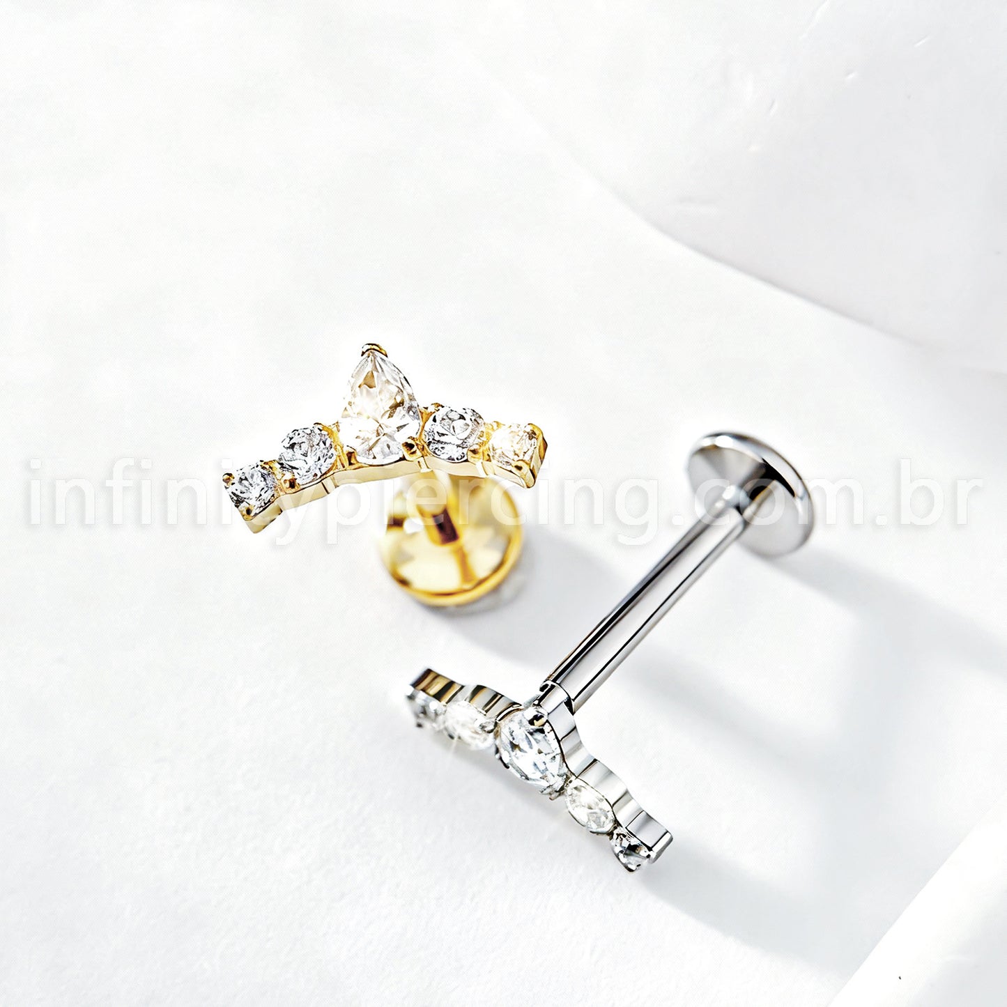 Piercing Labret Titânio Cluster Zircônia Cravejada