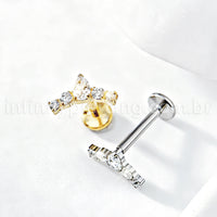 Piercing Labret Titânio Cluster Zircônia Cravejada