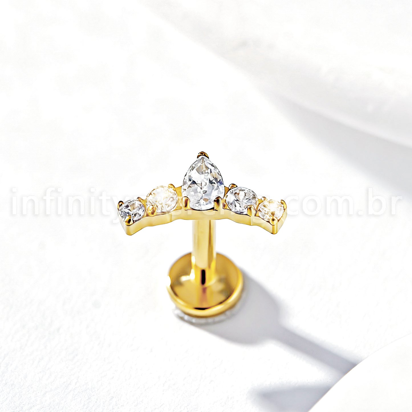 Piercing Labret Titânio Cluster Zircônia Cravejada