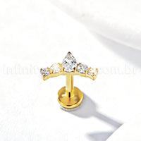 Piercing Labret Titânio Cluster Zircônia Cravejada