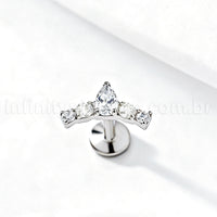 Piercing Labret Titânio Cluster Zircônia Cravejada