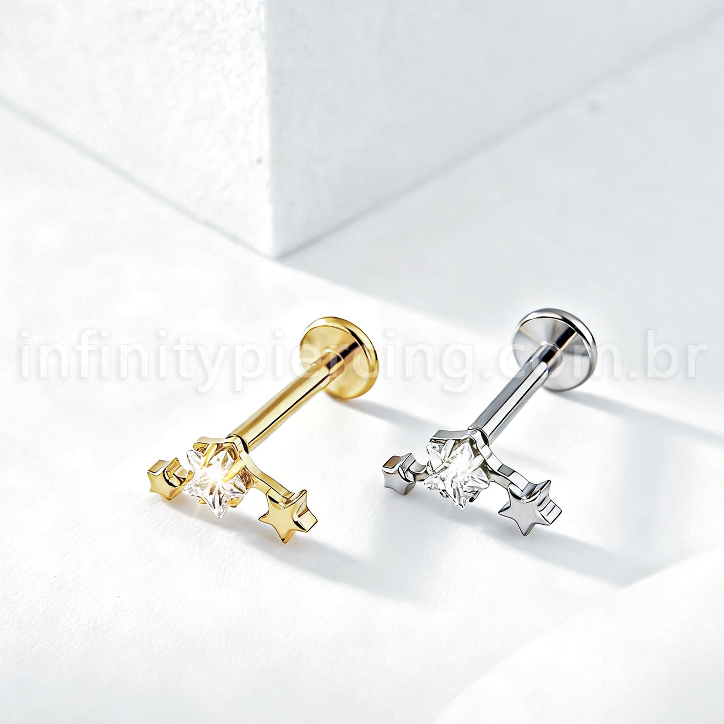 Piercing Labret Titânio 3 Estrelas