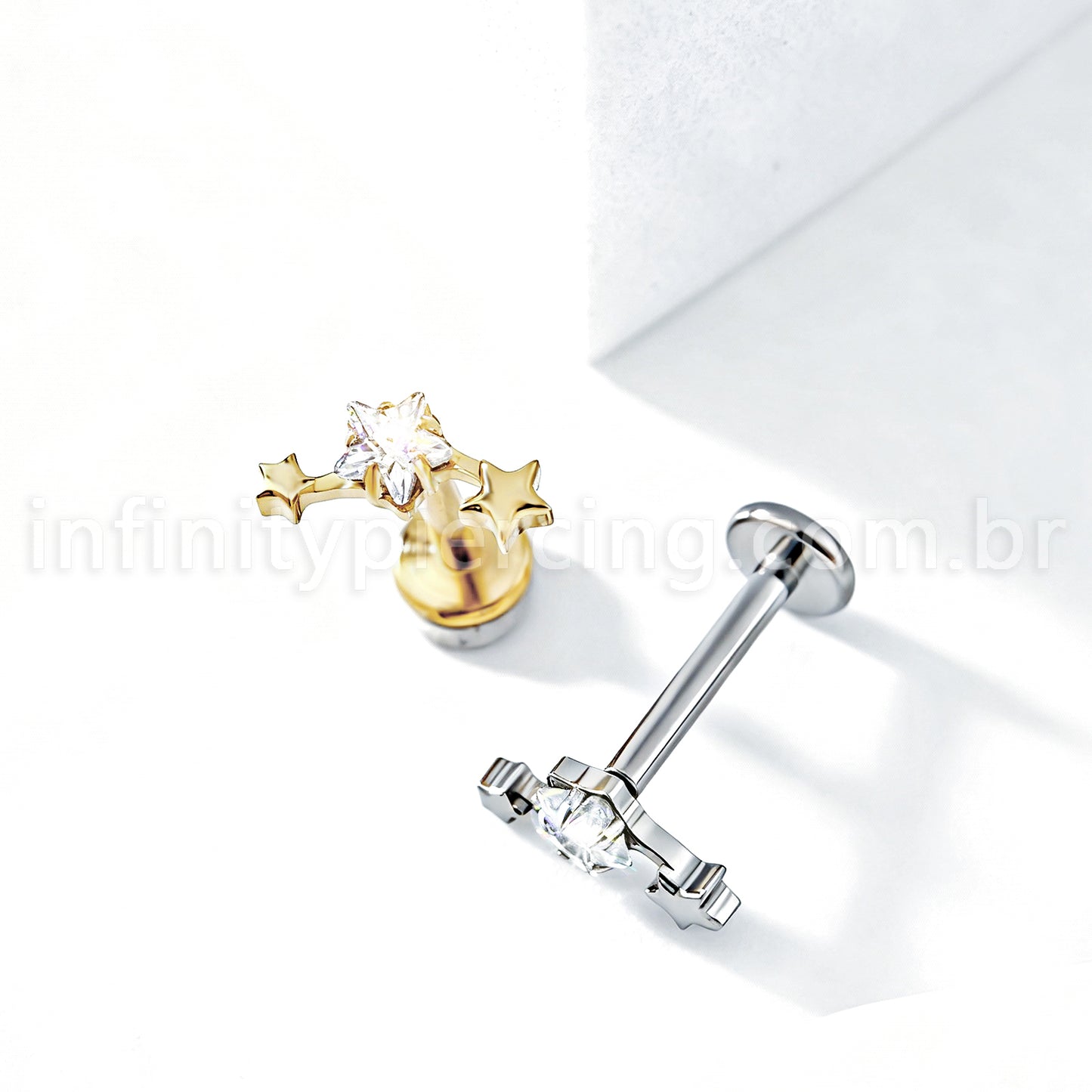 Piercing Labret Titânio 3 Estrelas
