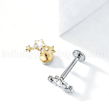 Piercing Labret Titânio 3 Estrelas