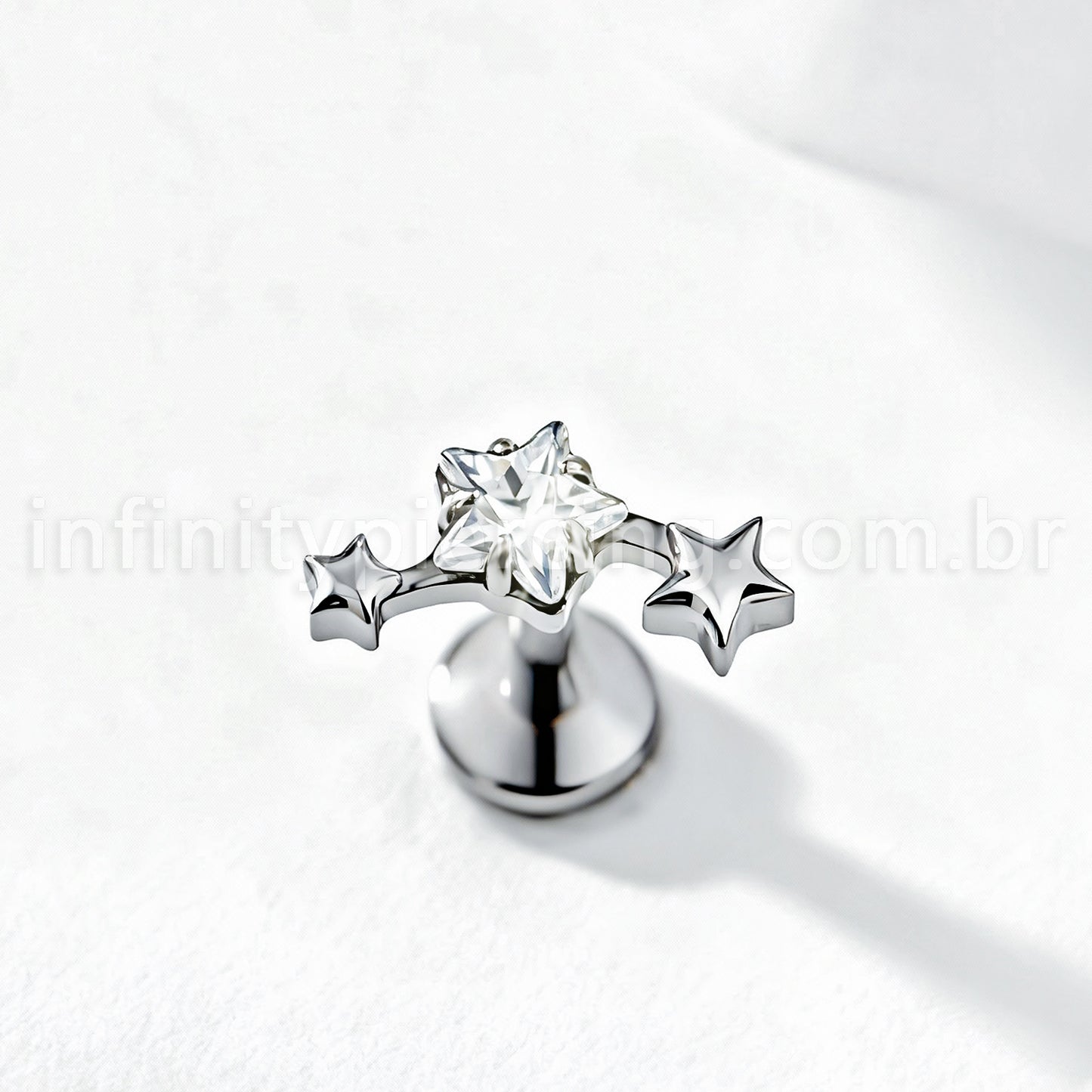 Piercing Labret Titânio 3 Estrelas
