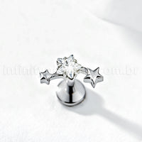 Piercing Labret Titânio 3 Estrelas