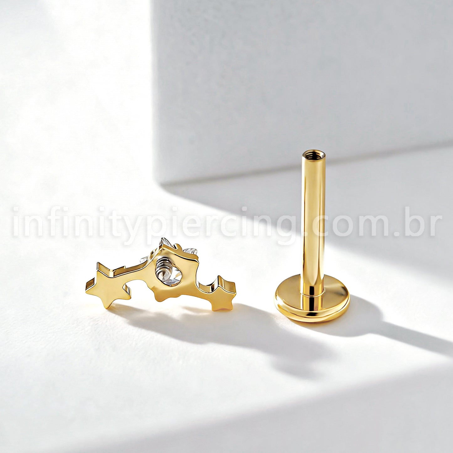 Piercing Labret Titânio 3 Estrelas