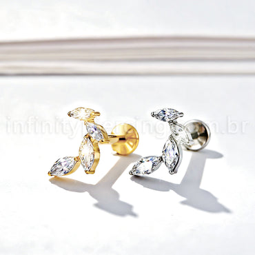 Piercing Labret Titânio Zircônia Cravejada Curvo